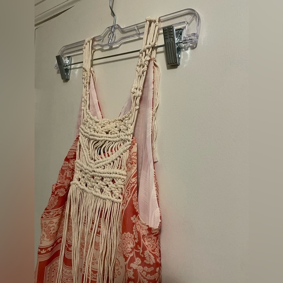 Zara Printed Crochet Fringe Boho Maxi Dress Size Extra Small - Picture 7 of 15